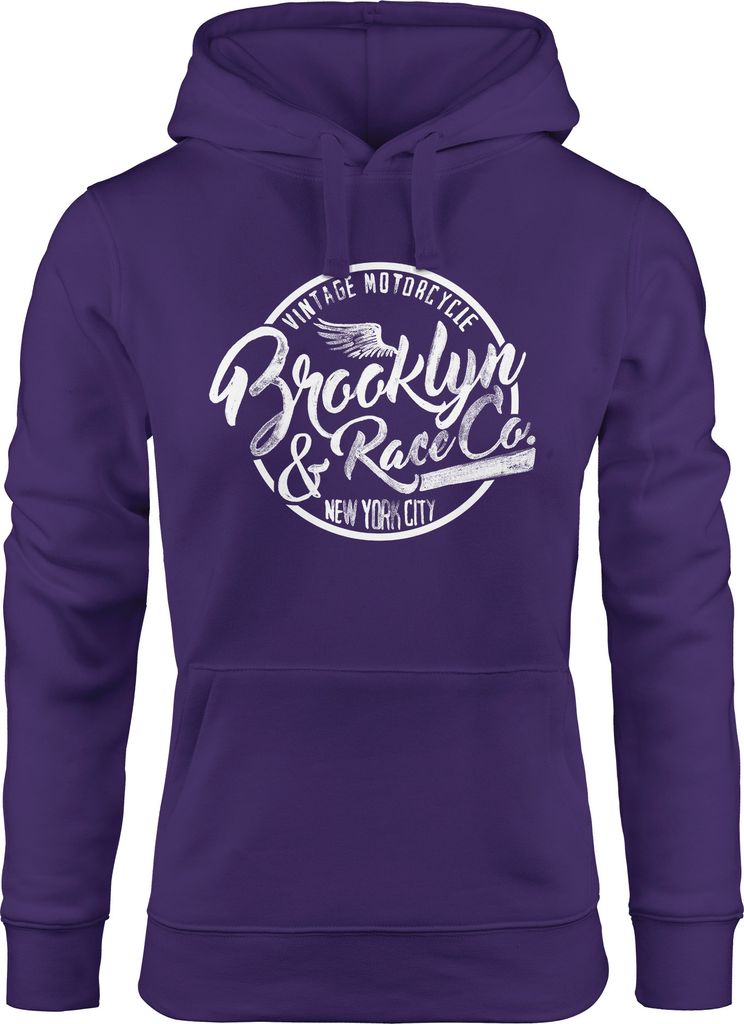 Damen Hoodie Brooklyn Race Motorcycle Vintage Watercolor Sweatshirt Neverless lila XS
