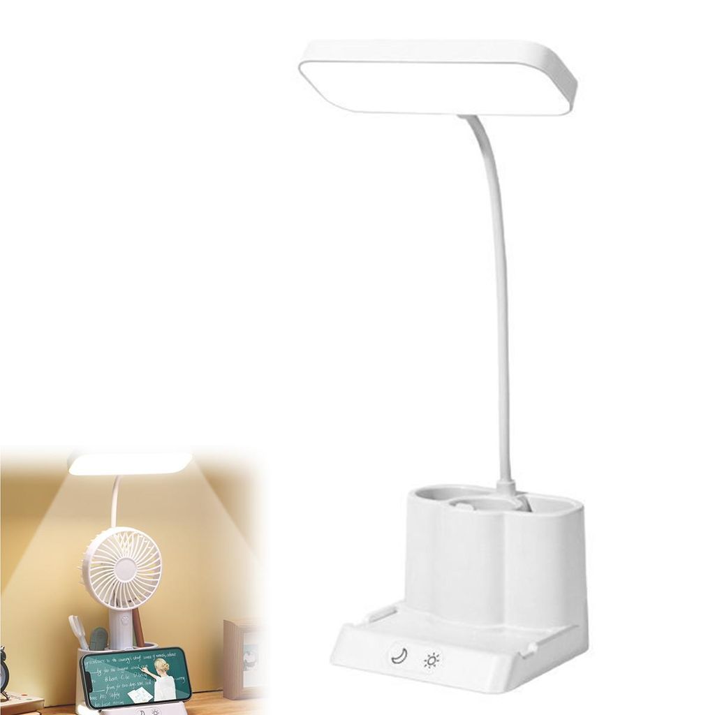 Kinder-LED-Tischlampe, USB-Anschluss Nachttischlampe, dimmbar, 3 Modi, Touch-Lampe mit Stifthalter, 360° verstellbare Leselampe für Wohnzimmer/Büro