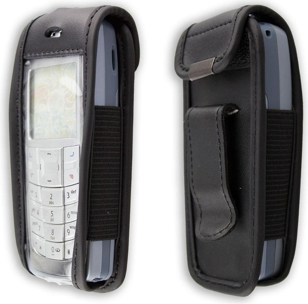 Caseroxx Borsa In Vera Pelle Con Clip Da Cintura Per Nokia 3100 E 3120 - Custodia Con Finestra Trasparente - Nero
