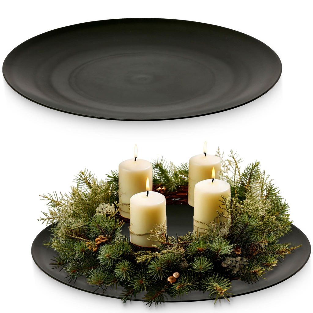 Deko-Teller 47 cm 2er Set in schwarz für drinnen & draußen Produktbild 