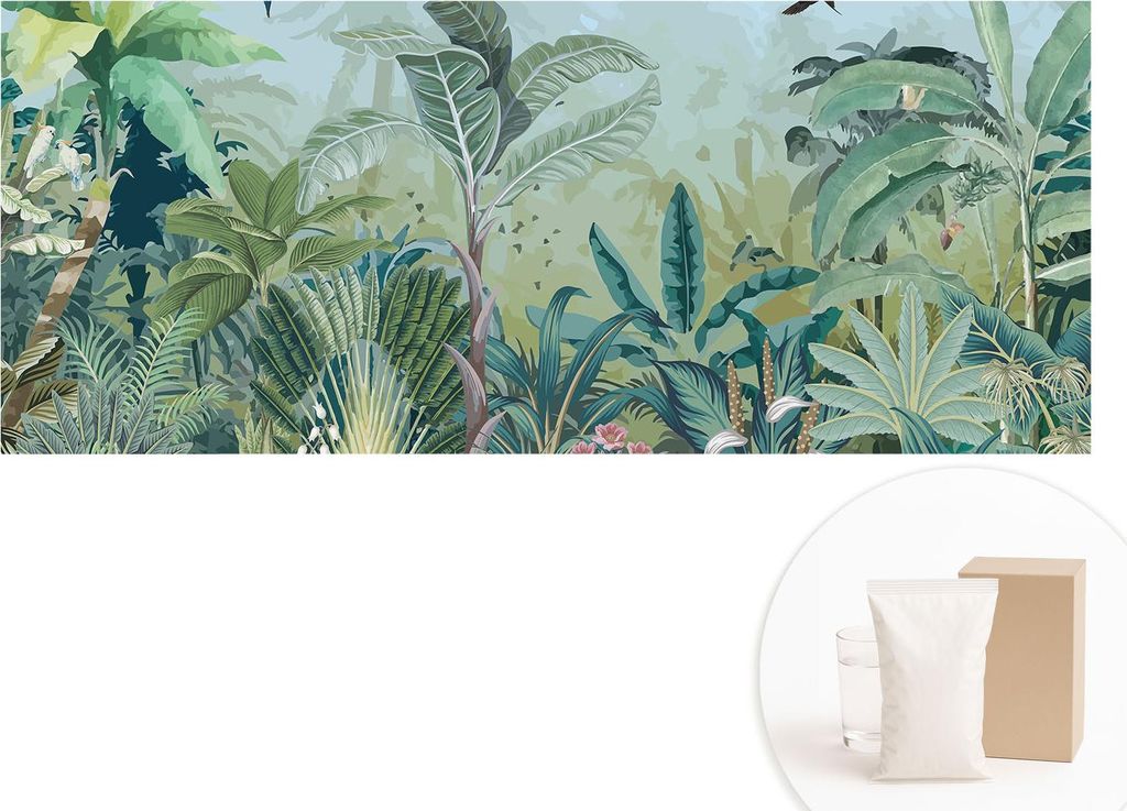 Fototapete - Wandbilder für Wohnzimmer - 208x146 cm - Dekorative Wandfolie - Modernes Design für Wanddekoration - Tapeten für Innenräume - Trop...
