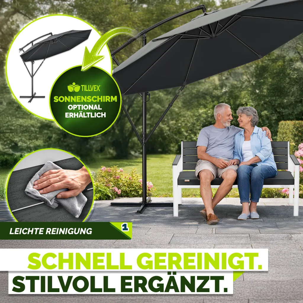Banc de jardin résistant aux intempéries et UV avec housse protectrice - 7