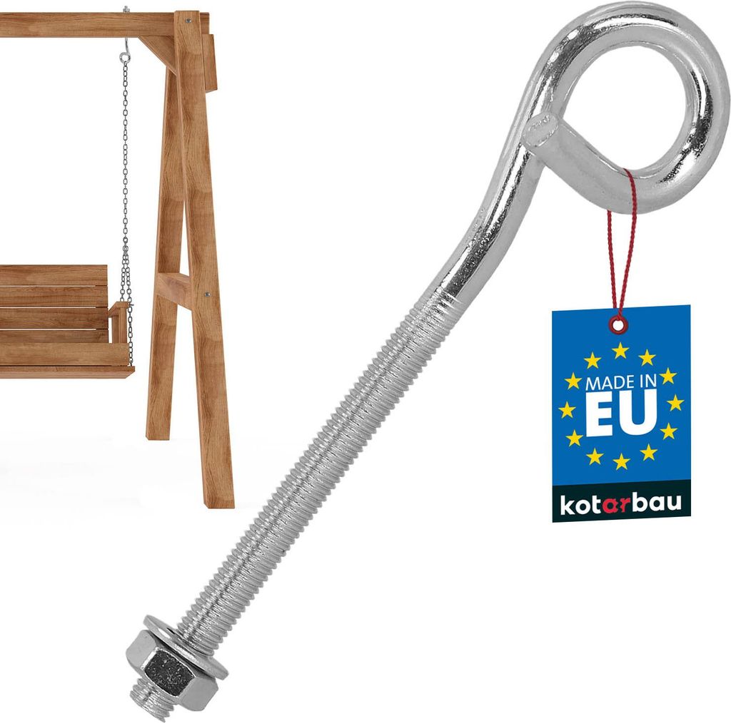 KOTARBAU® Schaukelhaken Schraubhaken M10 170 mm Verzinkter Produktbild 