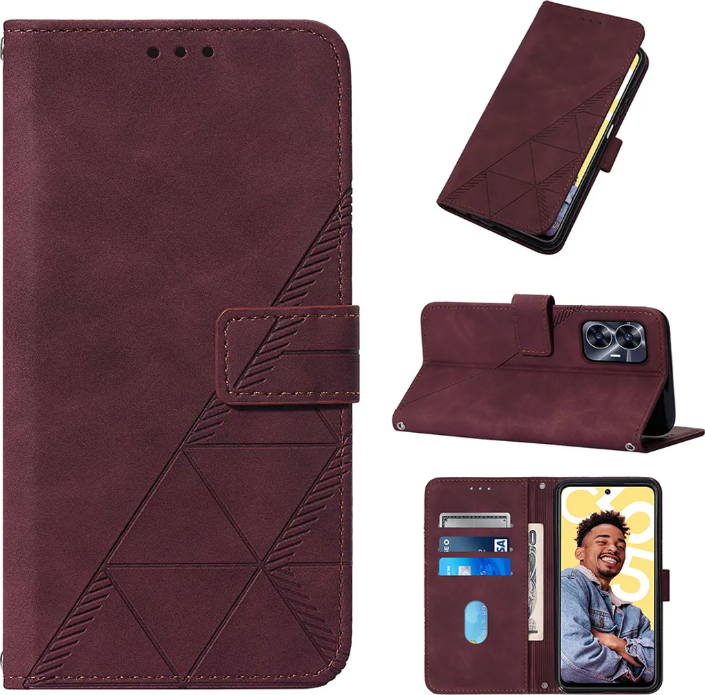 Cover Realme C55 Flip Pelle Rossa: Design Elegante con Slot Carte