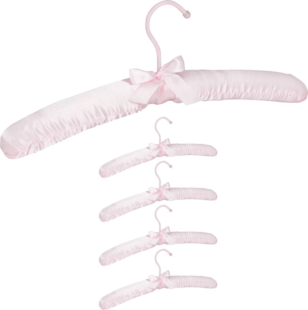 relaxdays 15x Kleiderbügel Satin rosa