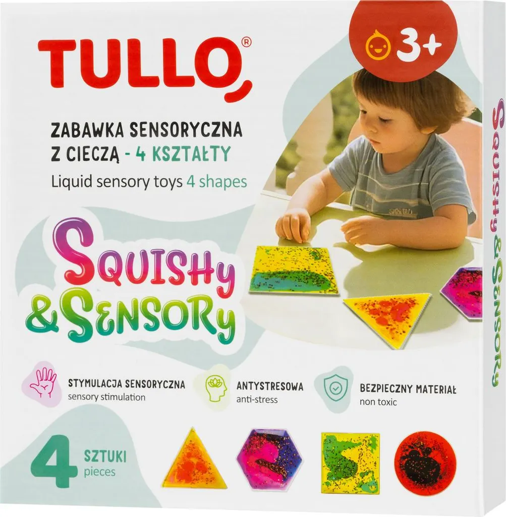 Squishy sensoriel Tullo pack de 4 formes flexibles et colorées