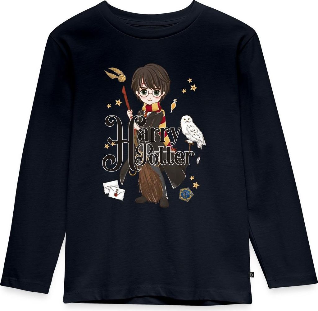 Spreadshirt Harry Potter Elemente Kinder Premium Langarmshirt, 110/116 (4 Jahre), Navy