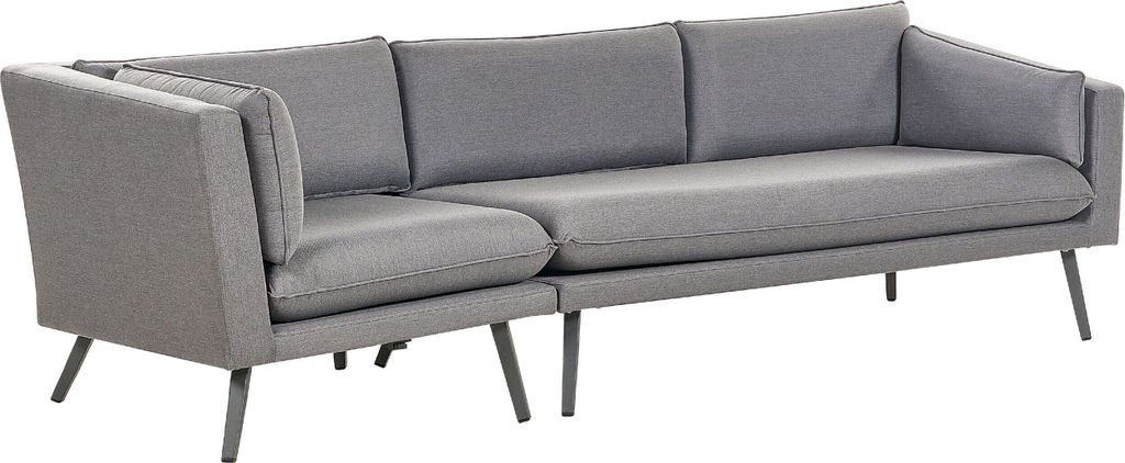 BELIANI Garten-Ecksofa Grau Stoffbezug L-förmig 3-Sitzer Modulsofa Modern link seitig Garten Terrasse Wohnzimmer Möbel Wohnecke Wohnlandschaft Si...