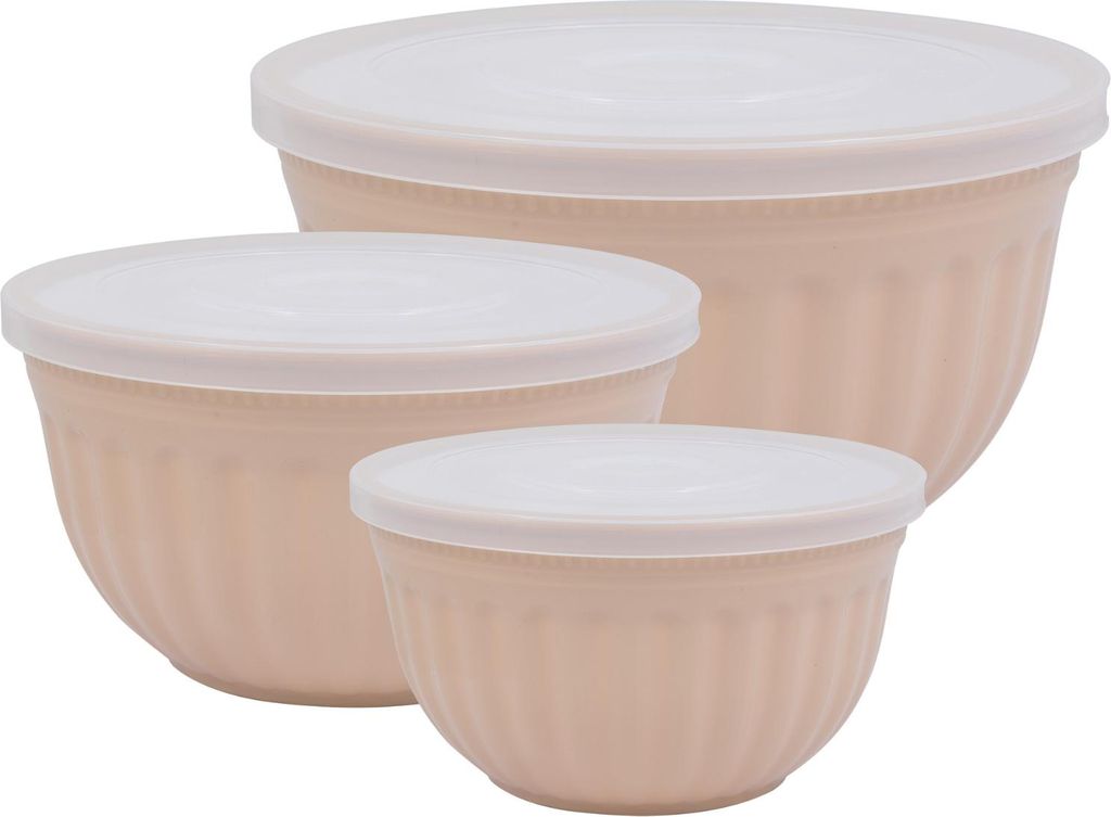 Greengate Kunststoff Schalenset ALICE CREAMY FUDGE Karamell mit Deckel 3er Set