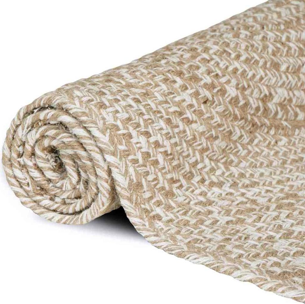 vidaXL Teppich Natürlich und Weiß 200 x 200 cm Jute