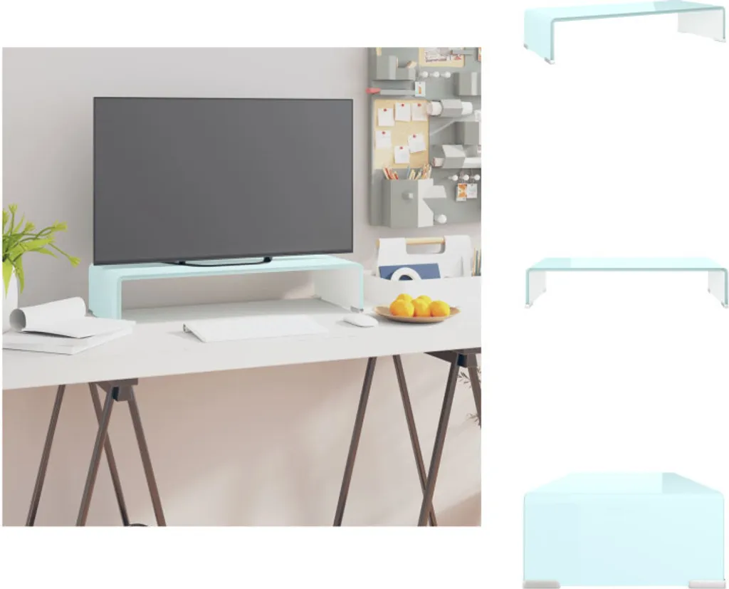 Base Monitor vidaXL Vetro Temperato Verde 60x25x11 cm - Setup Top