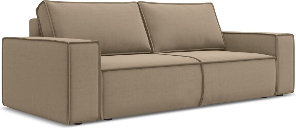 3-Sitzer Sofa mit Schlaffunktion - Samt - Hell beige - KIMO