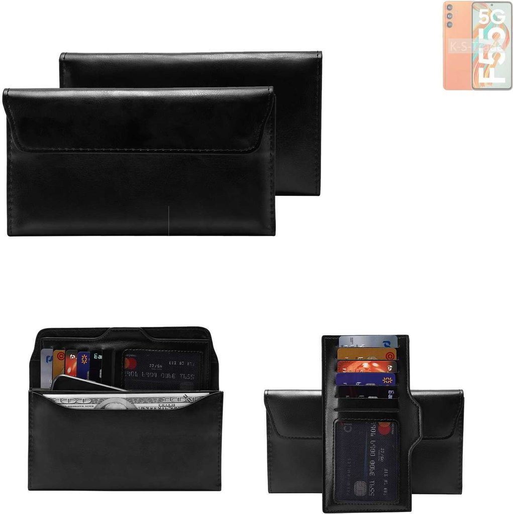 K-S-Trade Handy Hülle kompatibel mit Samsung Galaxy F55 5G Schutz Hülle Tasche Schutz Case Handytasche Kunstleder schwarz, 1x