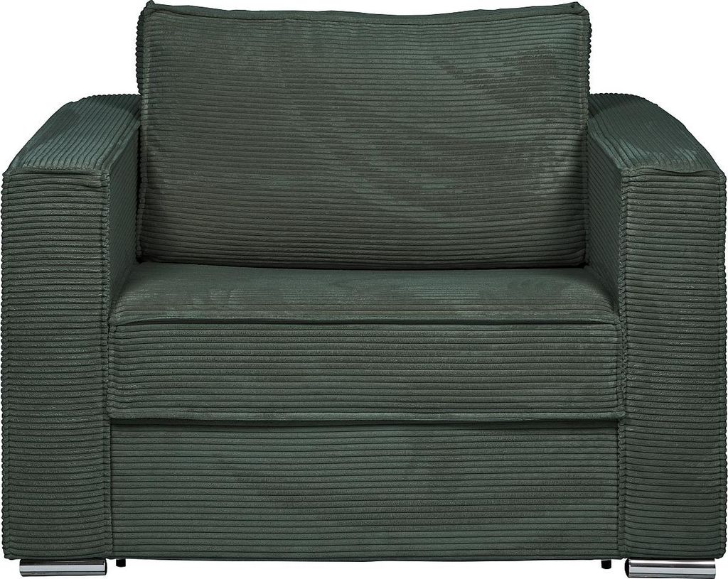 Grüner Kord-Express-Sessel - Liegefläche 70 cm - Matratze 14 cm - LORETO