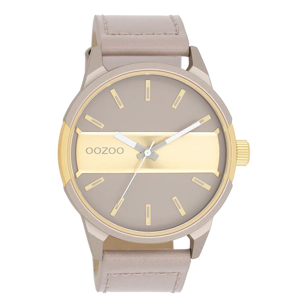 Oozoo Armbanduhr taupe braun Leder Timepieces Herren Analog-Quarzuhr UOC11317