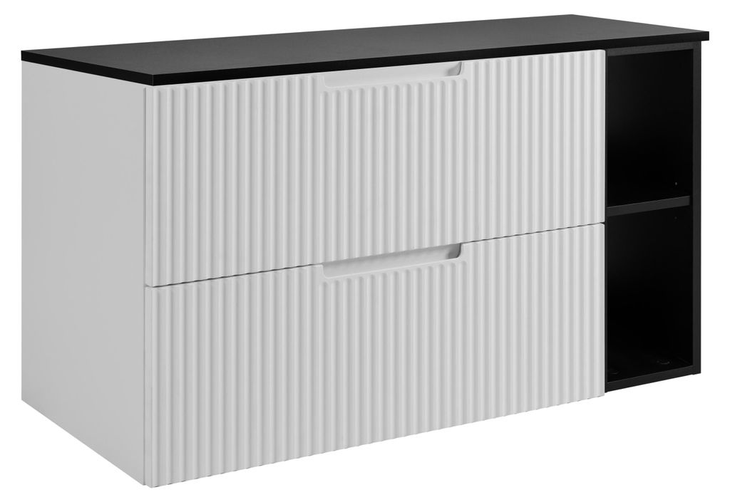 Badezimmerschrank, Weiß / Schwarz, 80 (60 + 20) x 58,6 x 46 cm