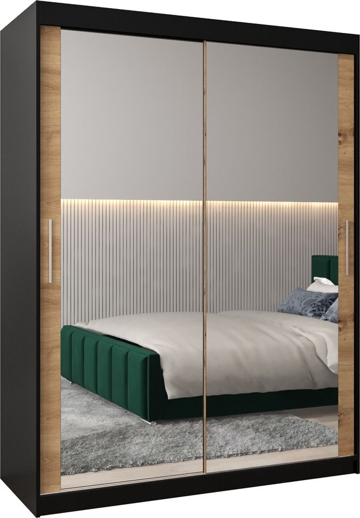 Kleiderschrank, Schiebetürenschrank Schlafzimmer, Schrank mit Spiegel TOKYO 3 150 cm