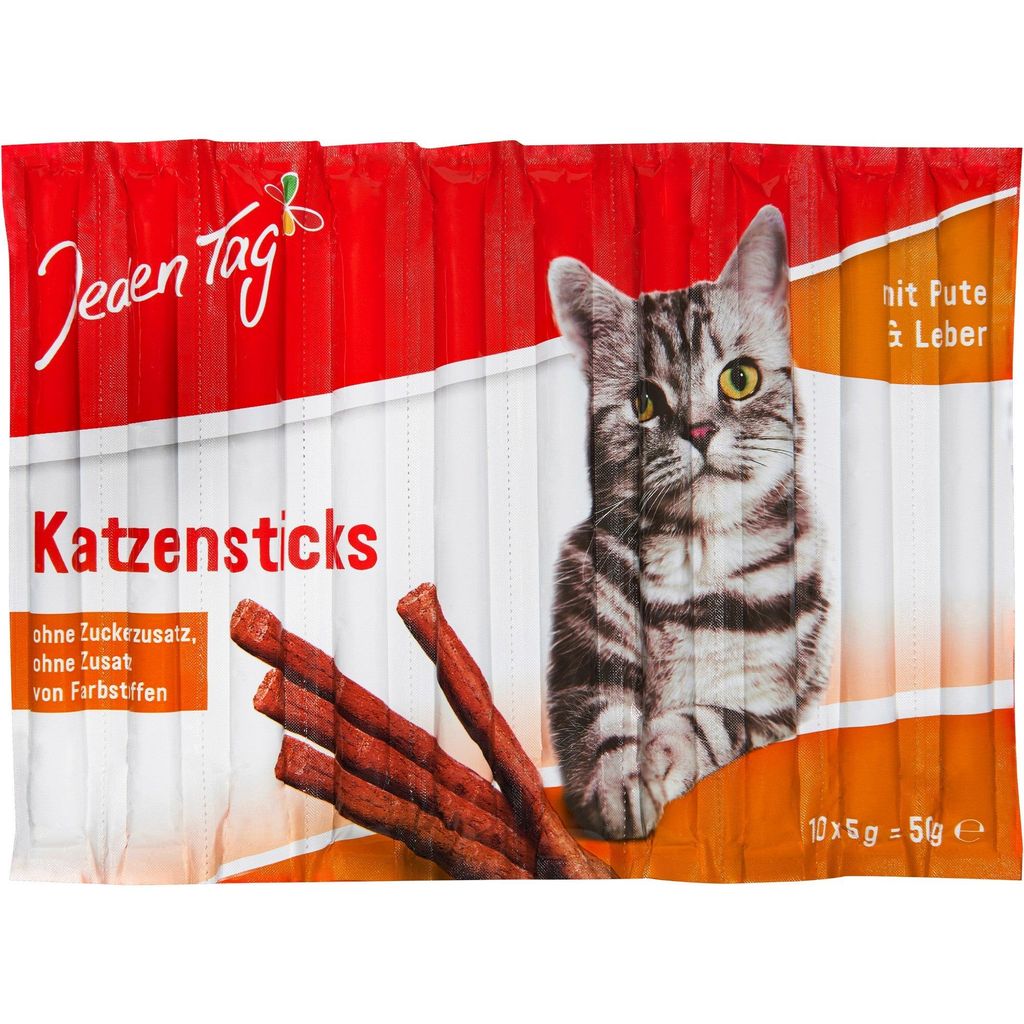 Jeden Tag Katzensticks mit Pute & Leber 10x 5g (50g)