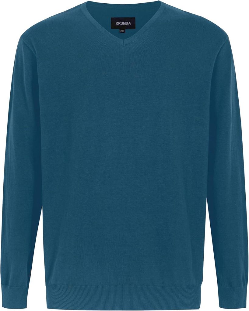 Herren-Strickpullover aus Baumwolle Oversize V-Ausschnitt Denim Bequemes Blau 6XL