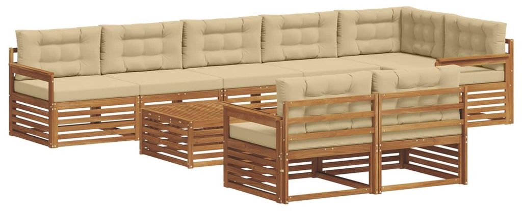 vidaXL Outdoor-Sofagarnitur mit Kissen 9 pcs Natur und Beige
