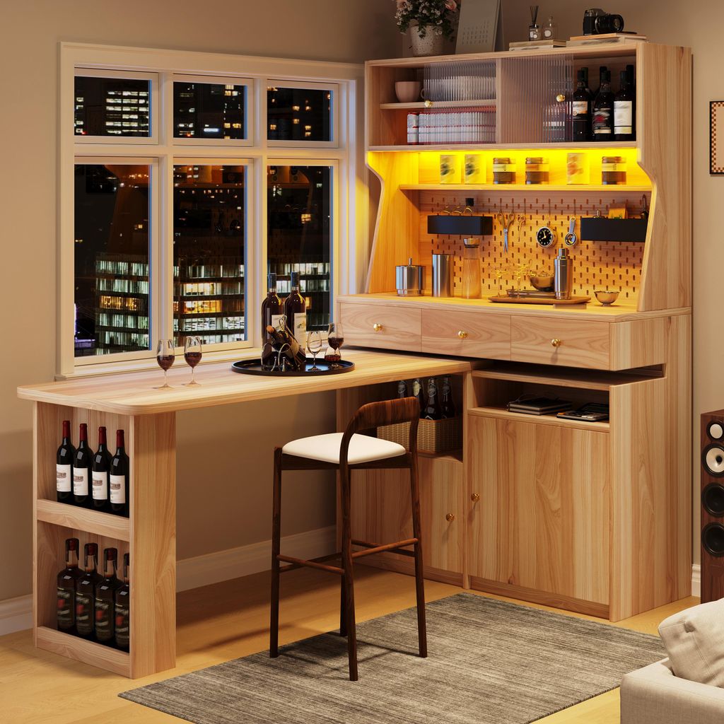Flieks Hochschrank Küchenschrank mit ausziehbarem Tisch, Produktbild 