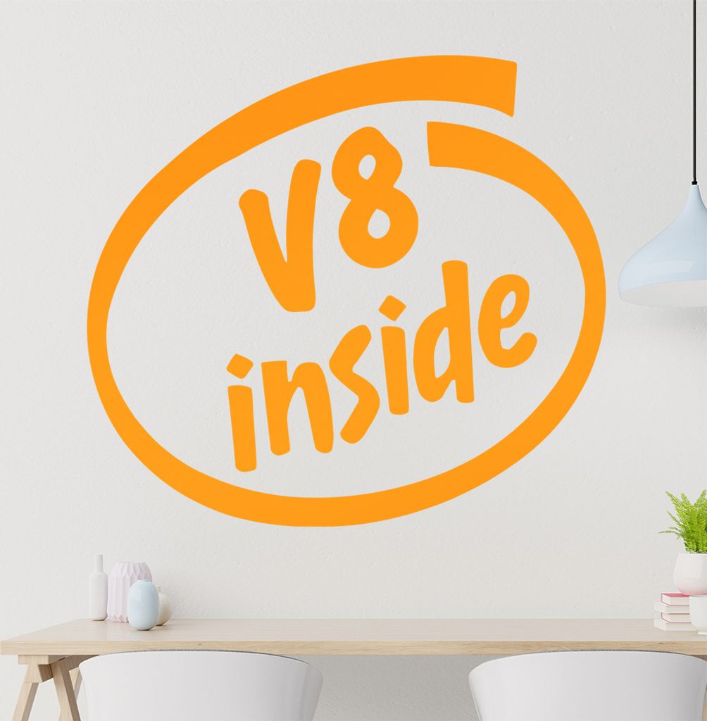 V8 inside Wandtattoo in 6 Größen - Wandaufkleber Wall Sticker - Dekoration, Küche, Wohnzimmer, Schlafzimmer, Badezimmer