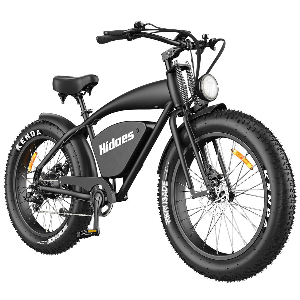 A black Hidoes electric bicycle is shown against a white background.