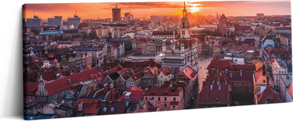 Poznan - Panorama – Leinwandbild Wandbild – 125x50 cm – Leinwandbilder – Wandbilder – Schlafzimmer – Flur