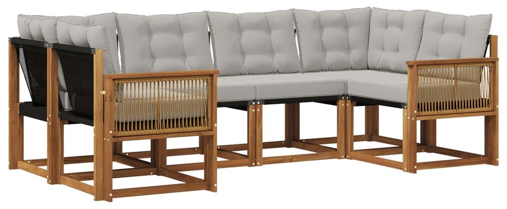 vidaXL Outdoor-Sofagarnitur mit Kissen 6 pcs Natürlich und Produktbild 