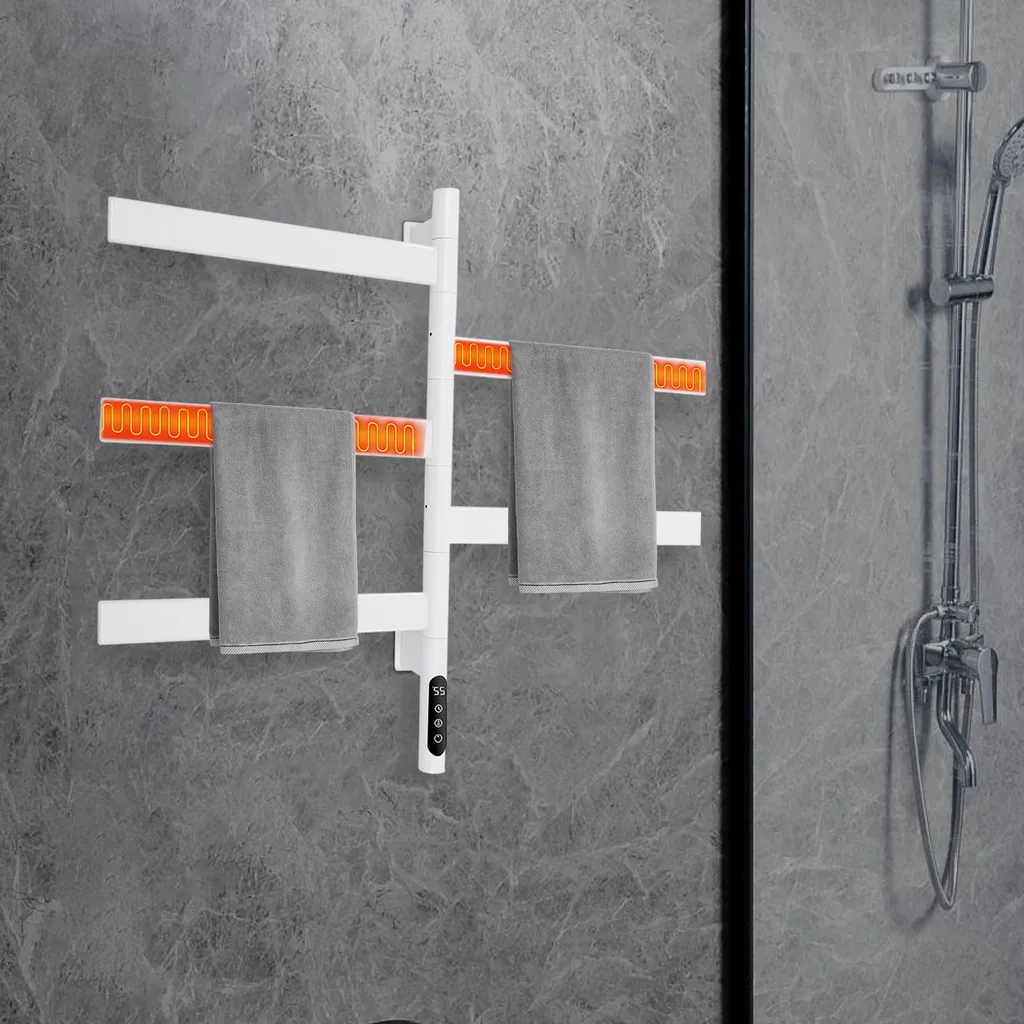 Sèche-serviettes électrique blanc mural avec gestion de température LED - 4