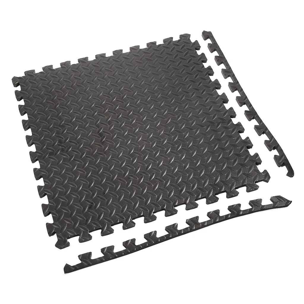Protection Sol Musculation et Yoga - Tapis Puzzle Noir Lot de 12 Dalles