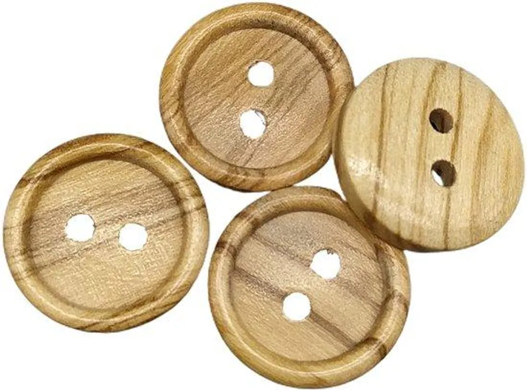 Bouton de mercerie en olivier naturel, lot de tailles mixtes 10-25mm