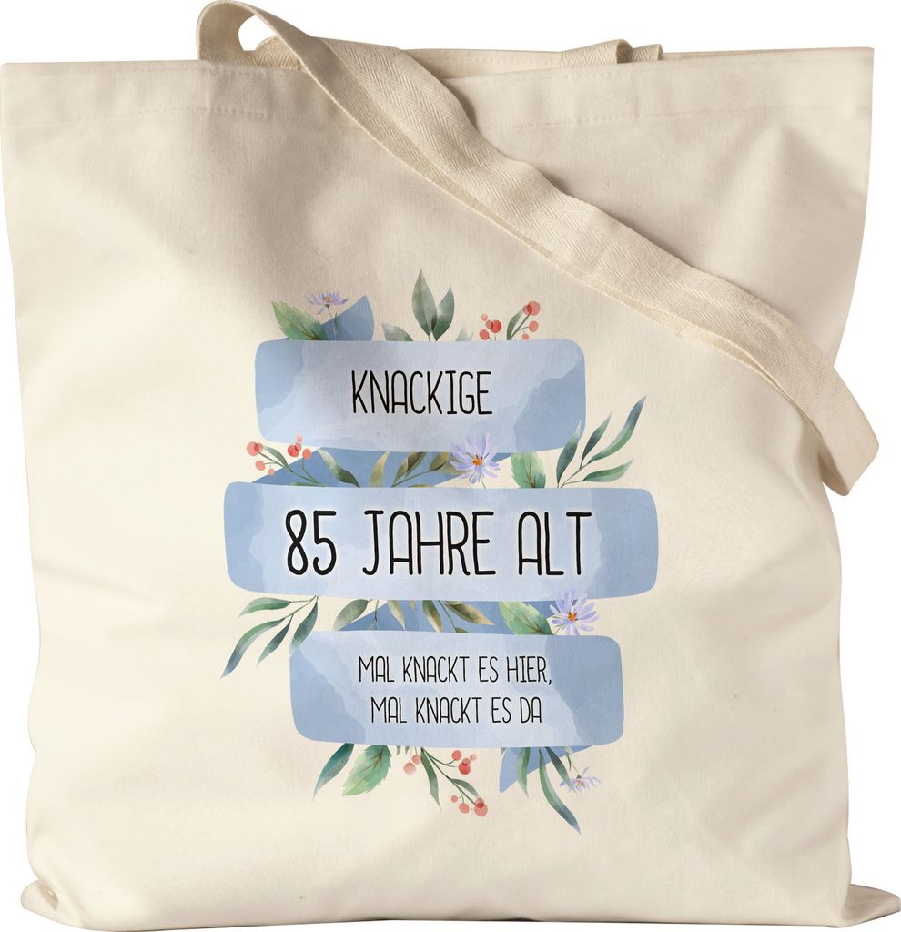 Knackige 85 Jahre Alt Jutebeutel Stoffbeutel Canvas Humorvoll Spruch-Beutel Mal Knackt Es Hier Geschenkidee 85. Geburtstag