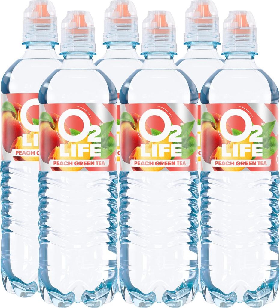 O2life Pfirsich-Grüntee-Kappe - 6x 750ml Produktbild 