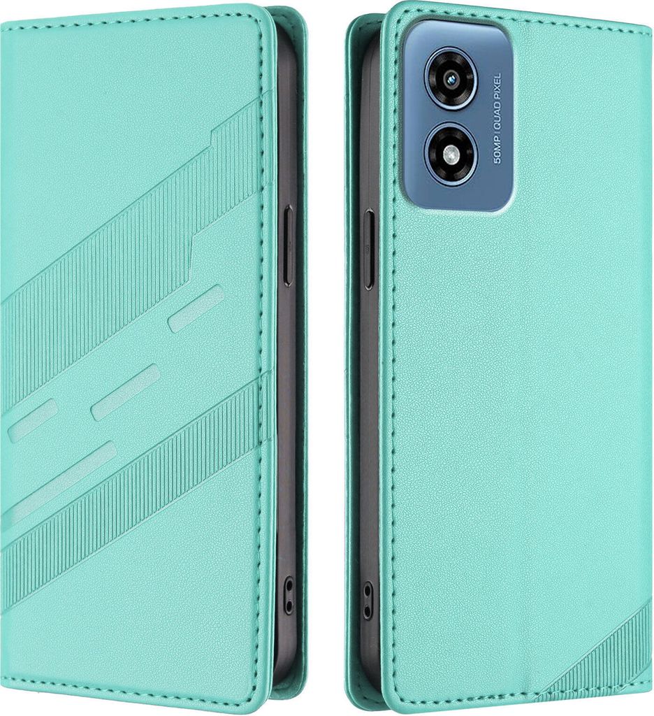 Hülle für Motorola Moto G 2024 5G, Kunstleder Brieftaschen Handyhülle mit Kartenfach und Standfunktion Türkis