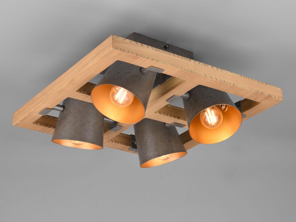 Trio 4er Deckenleuchte Bell nickel antik