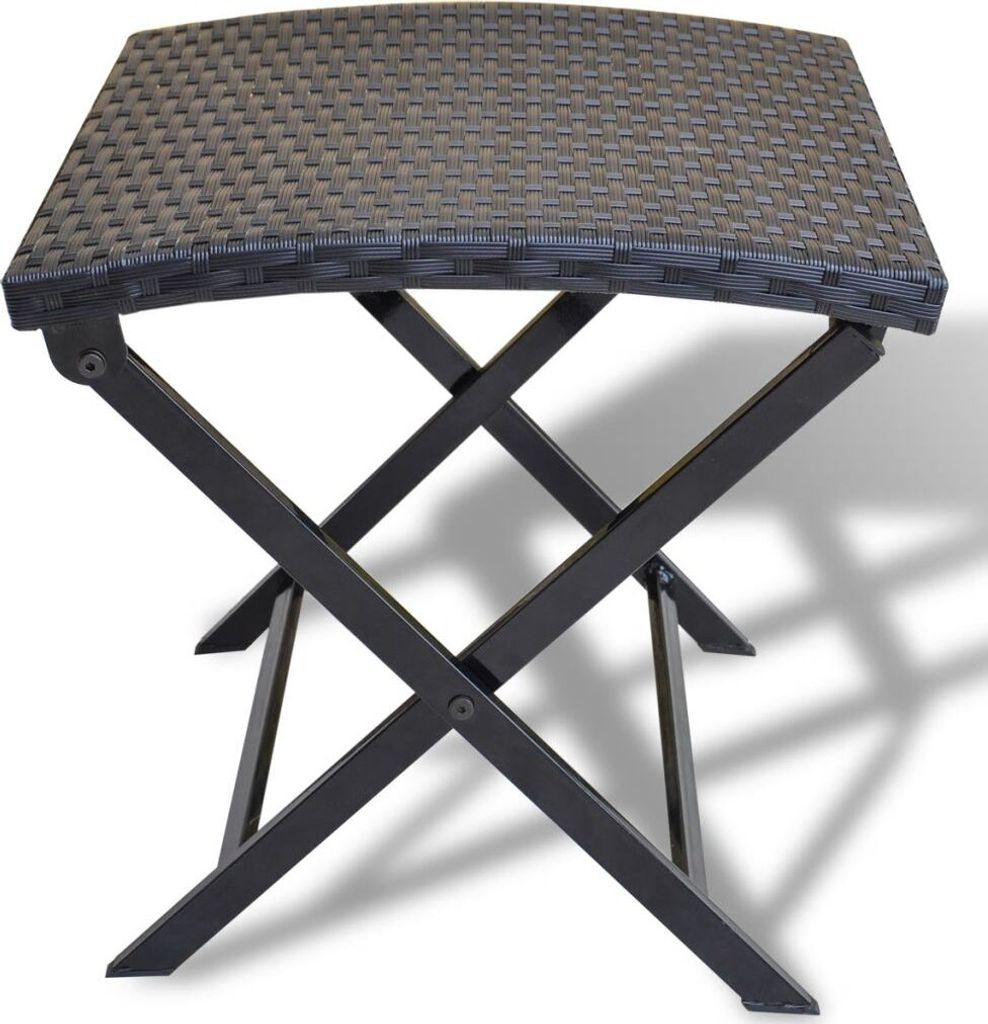 vidaXL Tabouret pliant Poly rotin noir Image du produit 