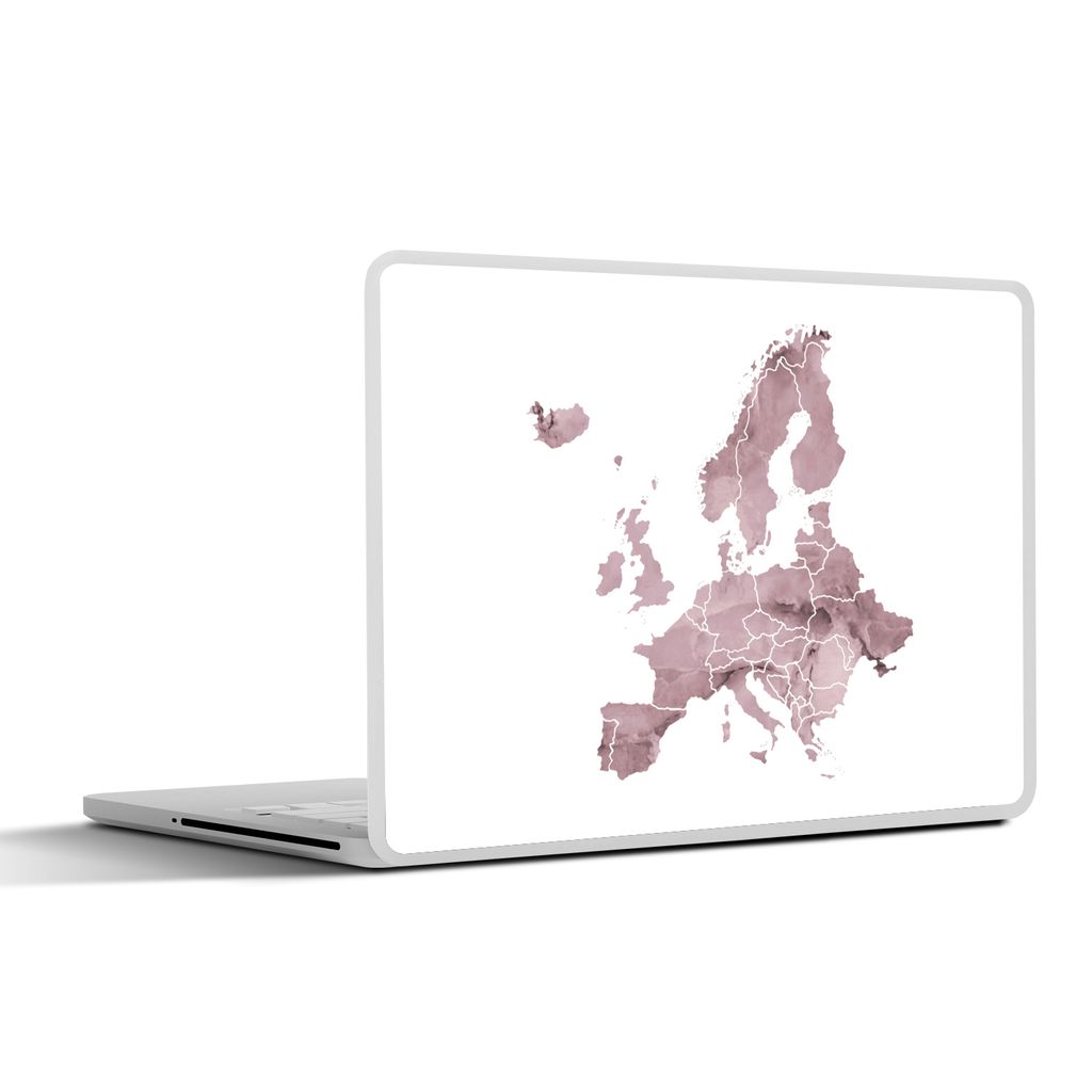 MuchoWow Laptop Aufkleber Sticker Cover Karte von Europa - Aquarell - Violett 31x22.5 cm - Laptop-Deko