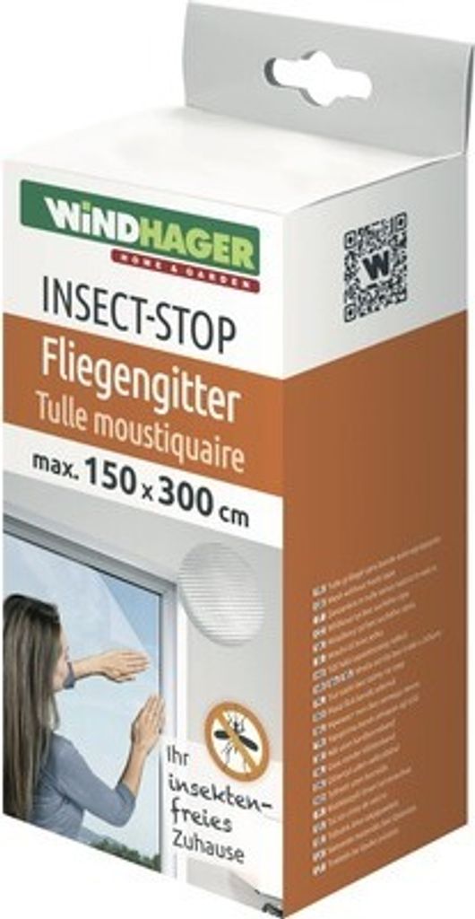 Fliegengitter Windhager Standard PLUS für Fenster ohne Bohren weiss 150x300 cm