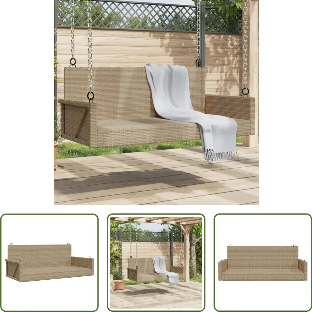 Dondolo Sospeso Beige in Rattan per 2 Persone | The Living Store 119cm