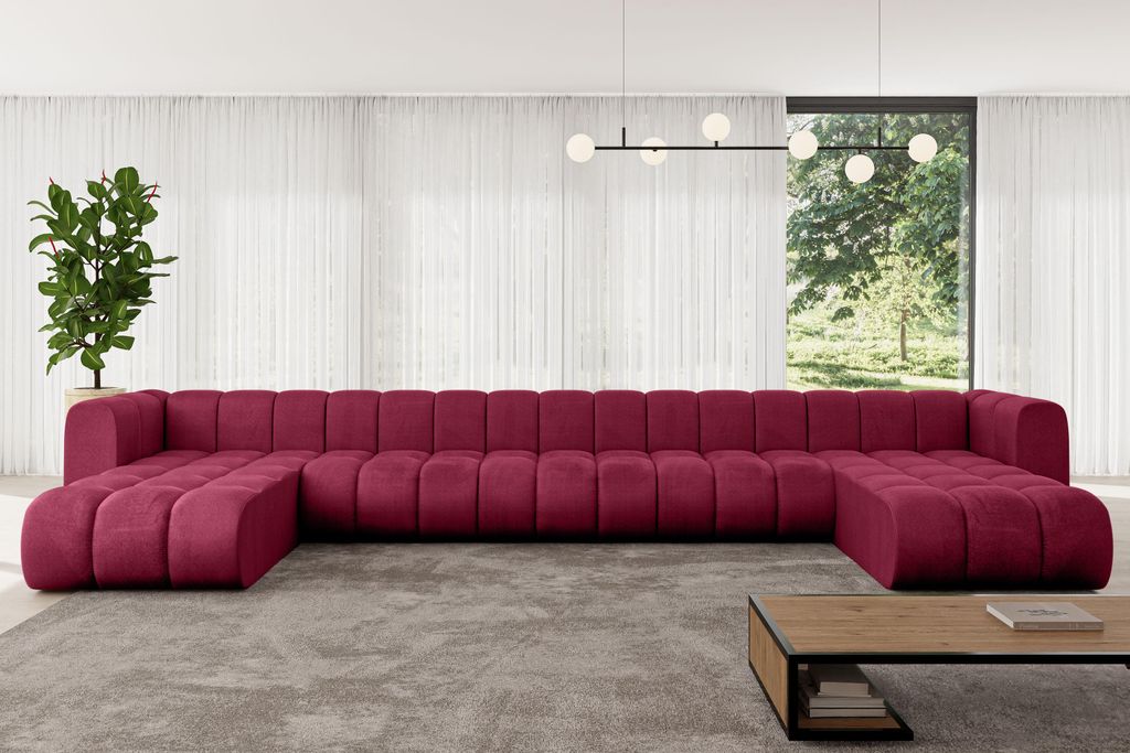 ALTDECOR Modulares Sofa Ecksofa in U-Form - Joren-U3 - 501x177x70 cm Bordeauxrot - Corner modular Sofa Eckcouch Couch Wohnlandschaft Cauchsofa Bode...