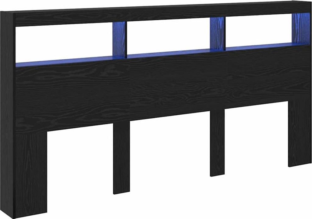 Kopfteil Schwarz Eichen-Optik 200 x 17 x 102 cm Holzwerkstoff
