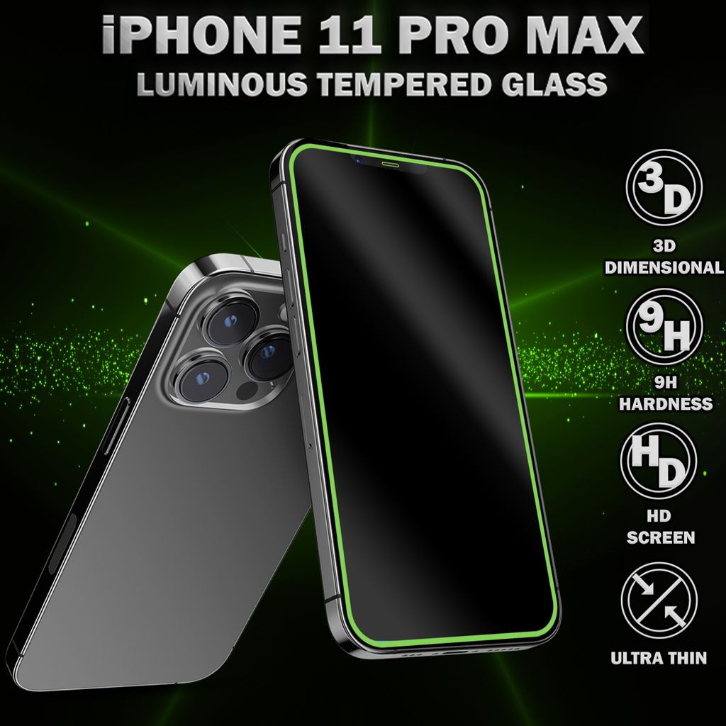 1-Pack selbstleuchtende Displayschutzfolie für iPhone 11 PRO MAX - gehärtetes Glas 9H - Super Qualität 3D