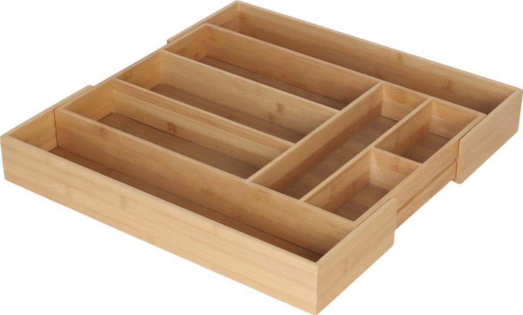 Relaxdays Výsuvná priehradka na príbory, bambus, HBT 6,5 x Obrázok produktu 