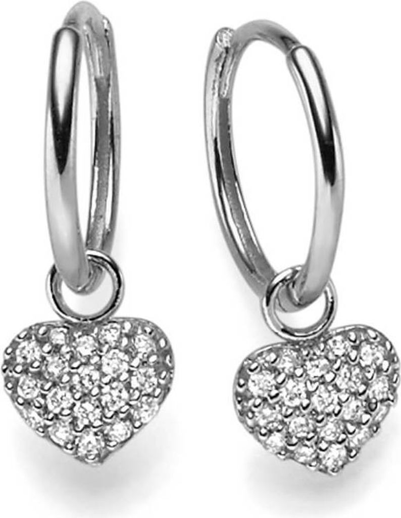Creolen mit Einhänger Herz Herzchen 585 Weißgold 36 Diamanten 0,18 Ct TW-SI