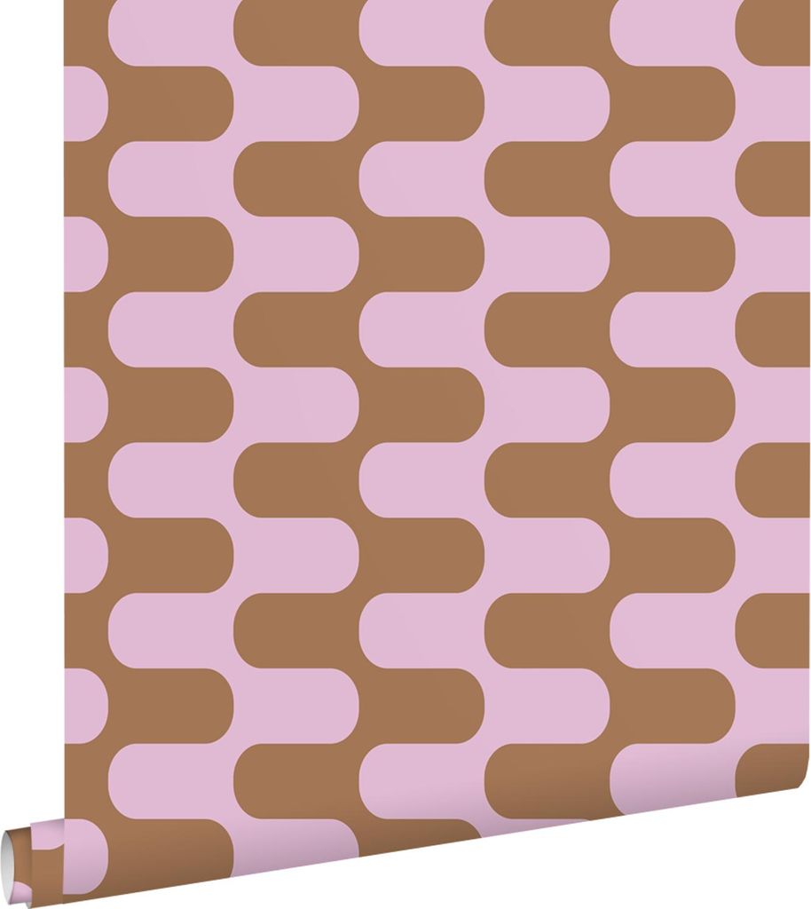 ESTAhome Tapete Wellenlinien Lila und Braun 50 x 900 cm