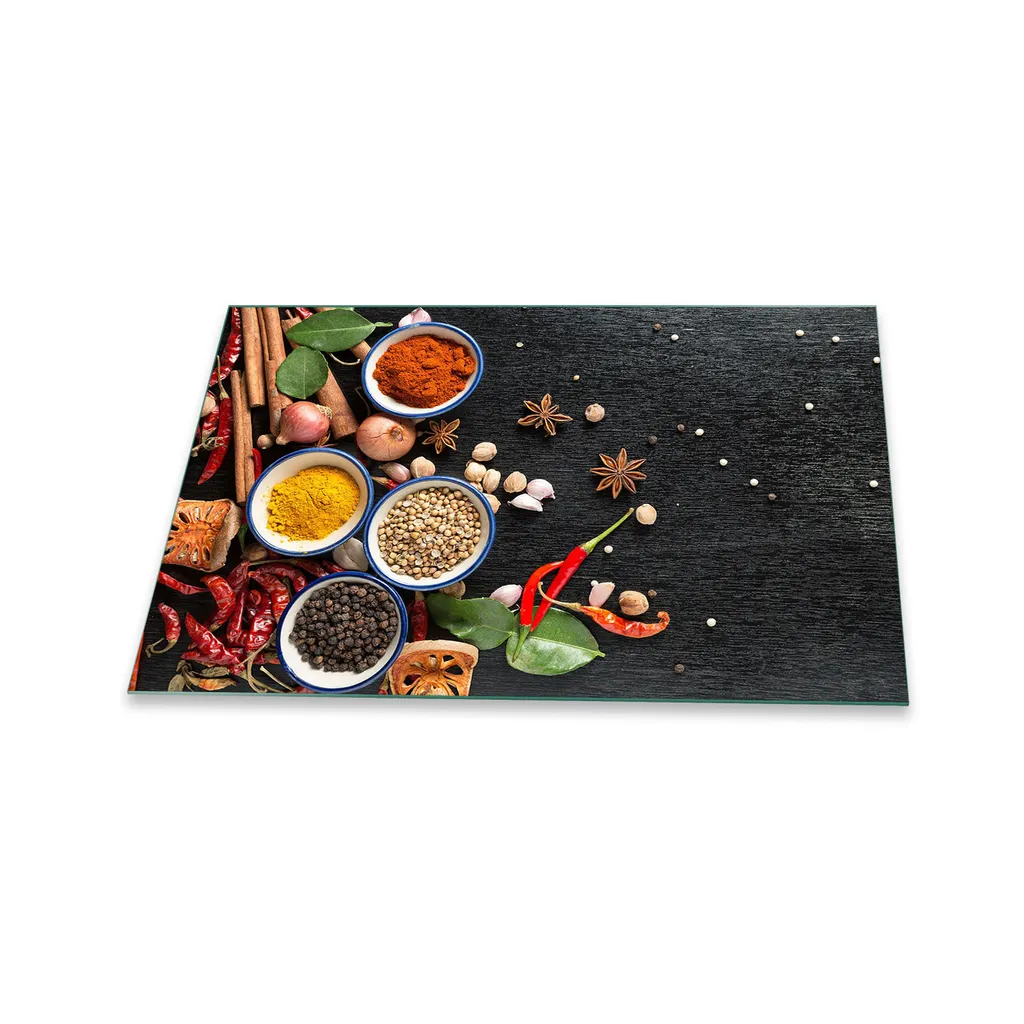 Tagliere Gigante Vetro 80x52 Copri Piano Cottura Spezie Brown