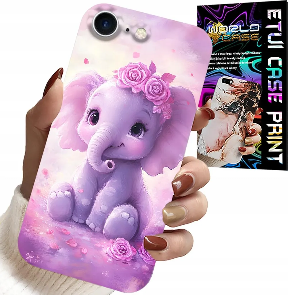 Kit Cover iPhone 8/7/SE2 Elefante Rosa + Film Protettivo 9H
