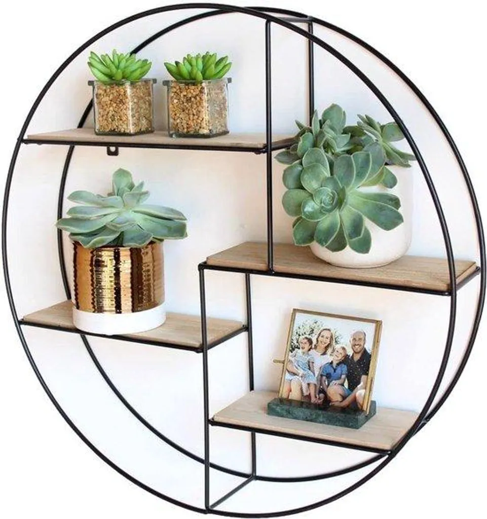 Meuble de rangement mural rond pour épices et déco de cuisine noire
