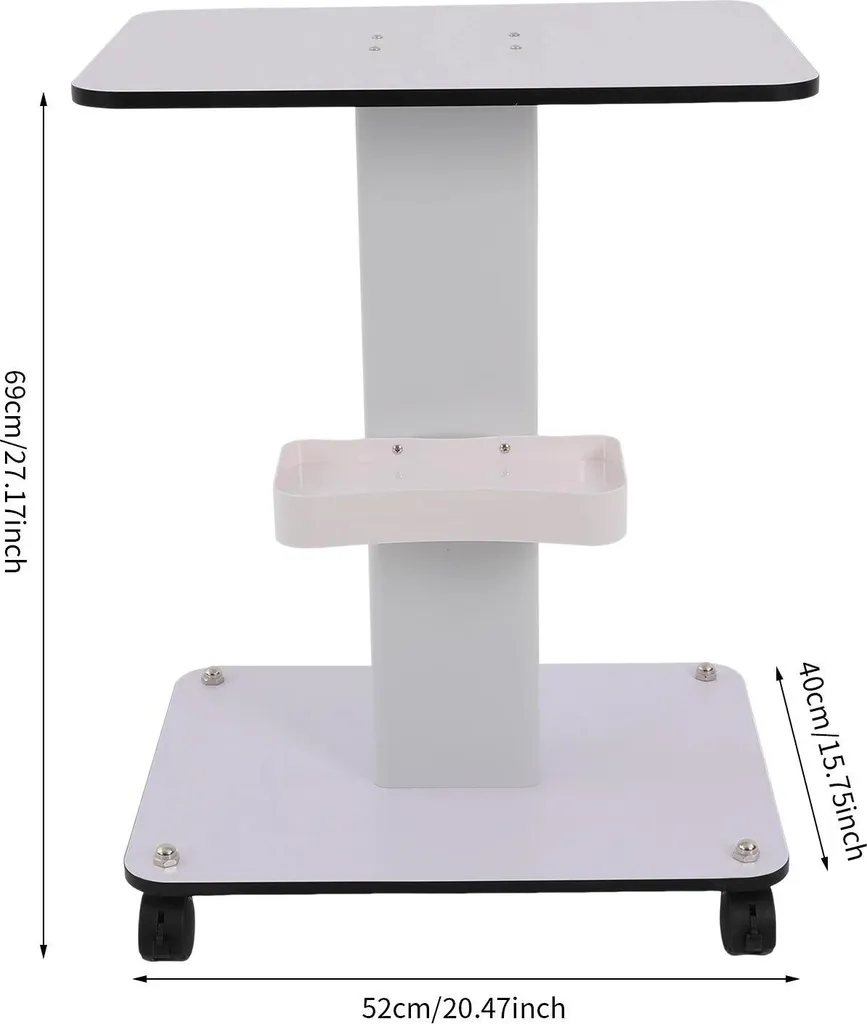 Table de service robuste 40 kg pour coiffeur, métal et bois blanc